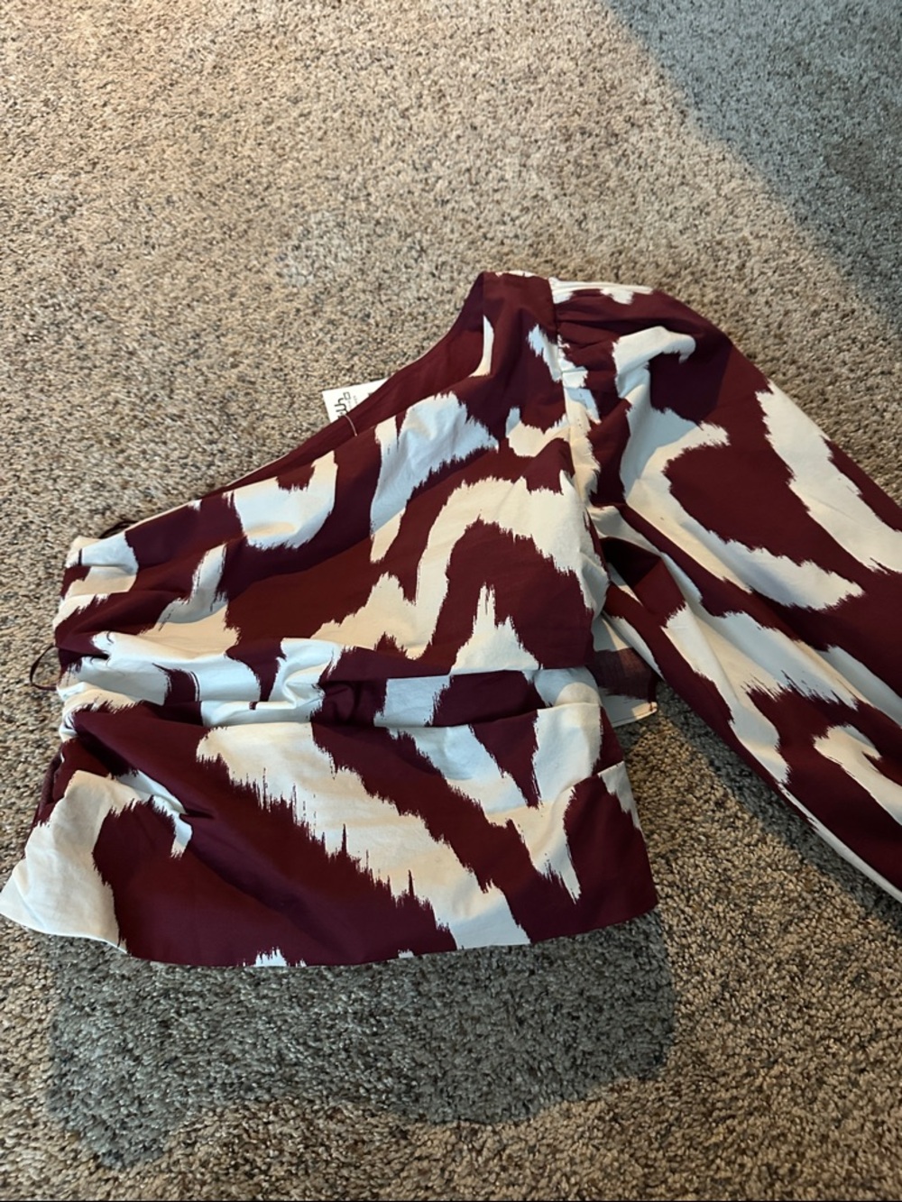 Express Women's Burgundy Top one shoulder small new with tags